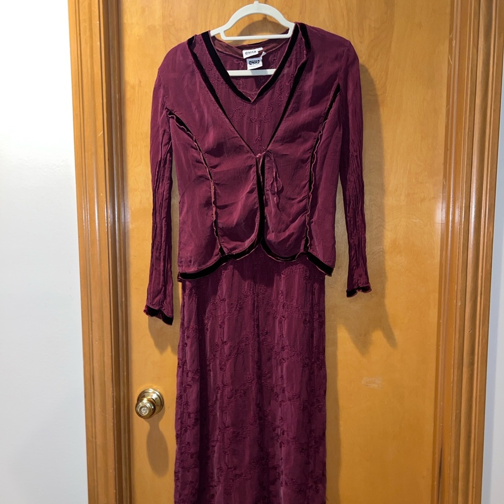 Vintage Ren Faire lightweight long sleeve tie top and maxi dress matching set